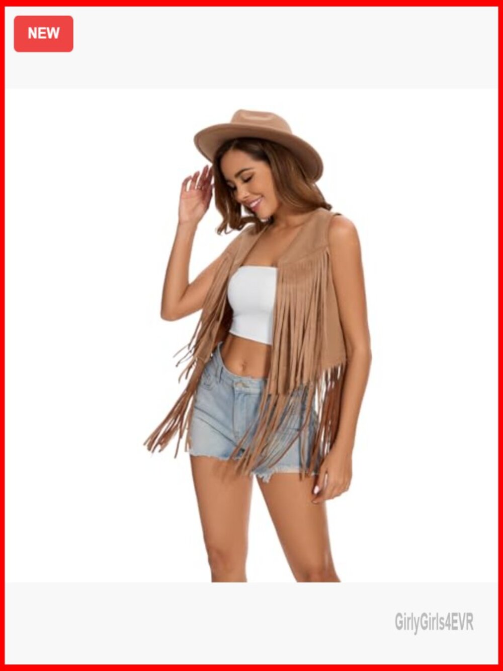 Faux Suede Fringe Vest Sleeveless Tassel Leather Jacket Hippie Western - Picture 4 of 7